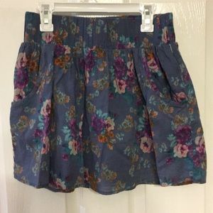 Floral pattern blue skirt